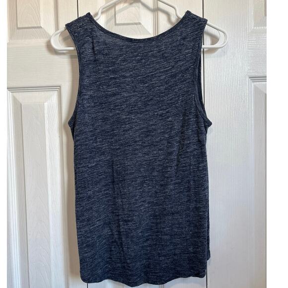 Margaret O’Leary Merino Wool Linen Blend Heathered Blue Tank Medium - Picture 4 of 7